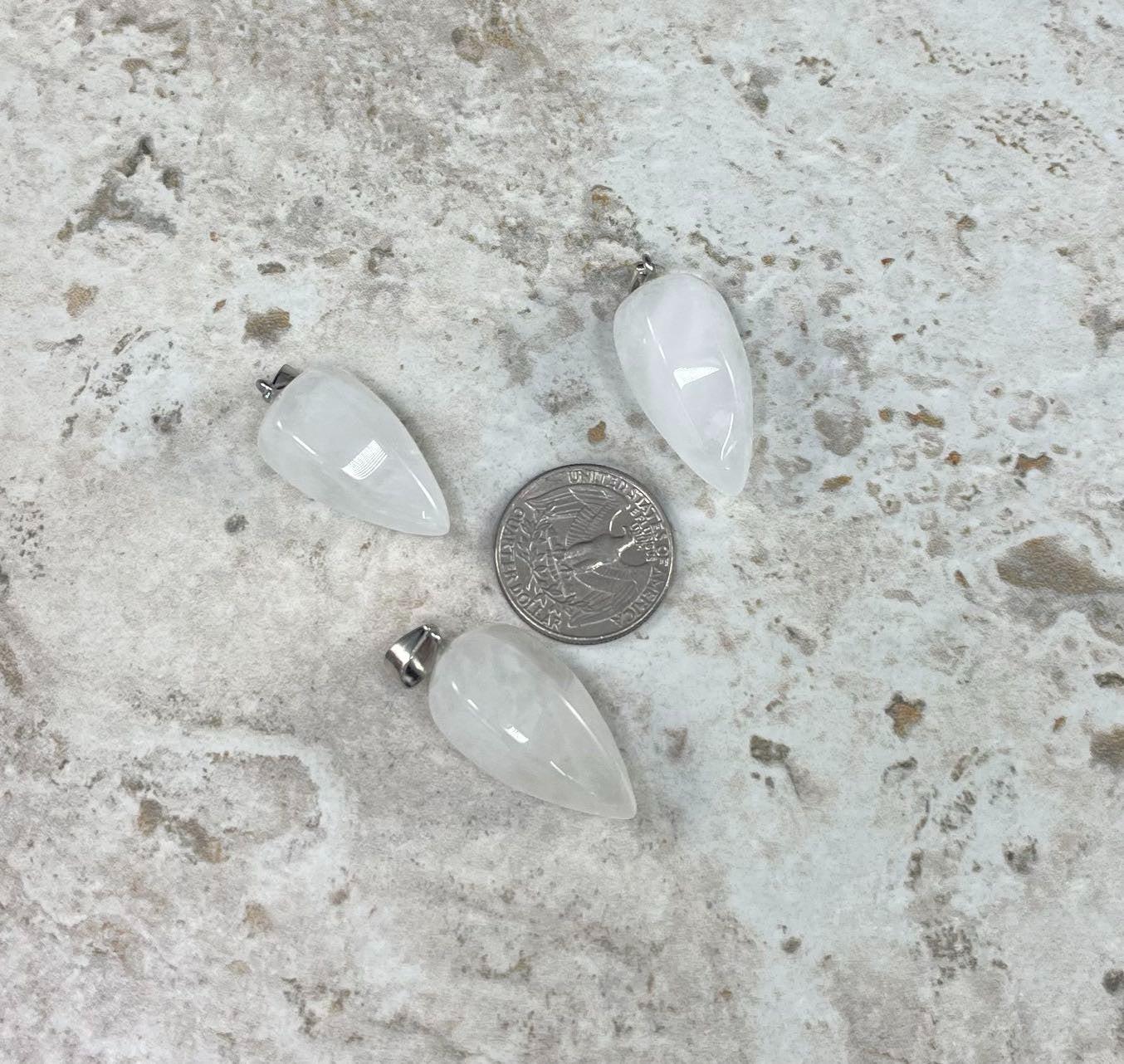 Crystal Quartz Clear quartz, Cut Point Pendant, 15x30mm (1pc)-3