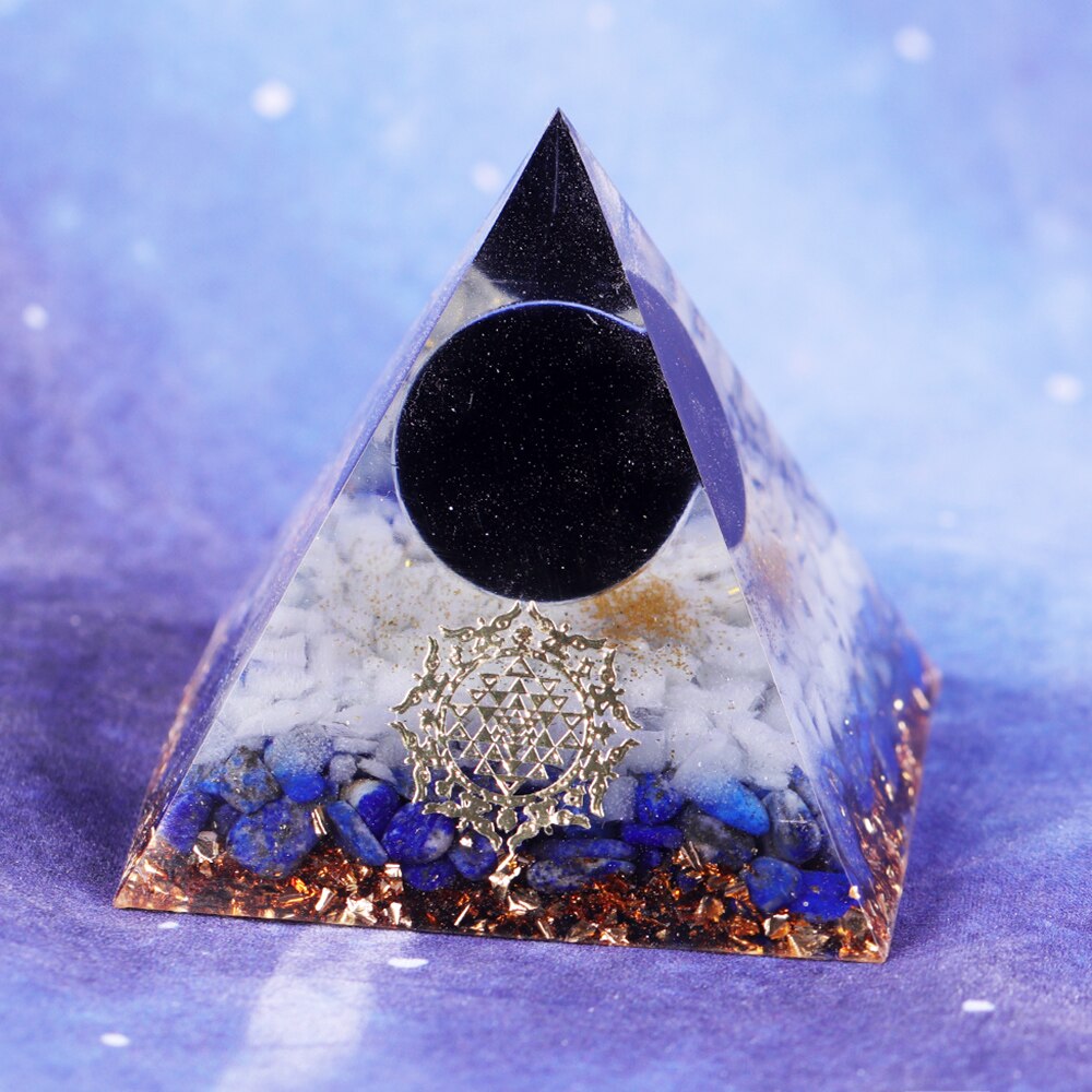 Obsidian Sphere Orgone Pyramid Orgonite Collection With Lapis Lazuli Powerful Energy Orgones-4