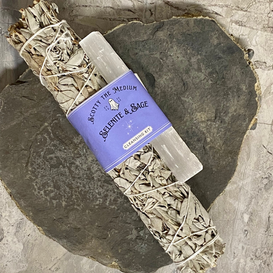 Scotty the Medium Selenite & Sage Cleansing Set-0