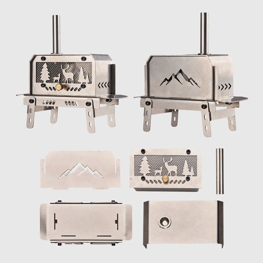 NNEOBA Mini Folding Charcoal Stove Fire Heater And Incense Burner Silver-4