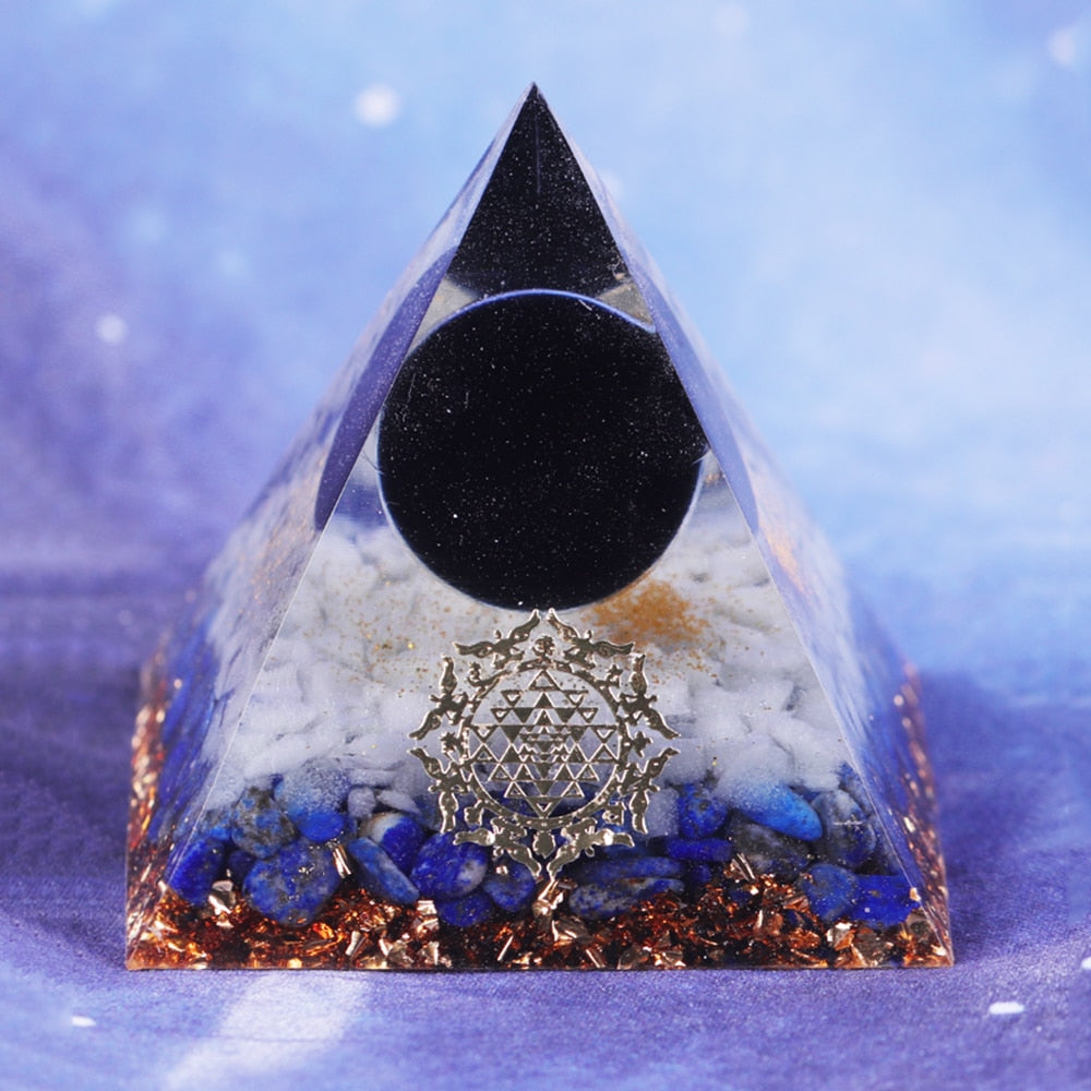 Obsidian Sphere Orgone Pyramid Orgonite Collection With Lapis Lazuli Powerful Energy Orgones-2