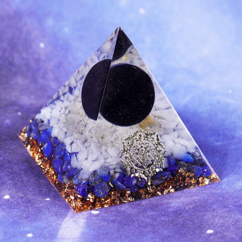 Obsidian Sphere Orgone Pyramid Orgonite Collection With Lapis Lazuli Powerful Energy Orgones-1